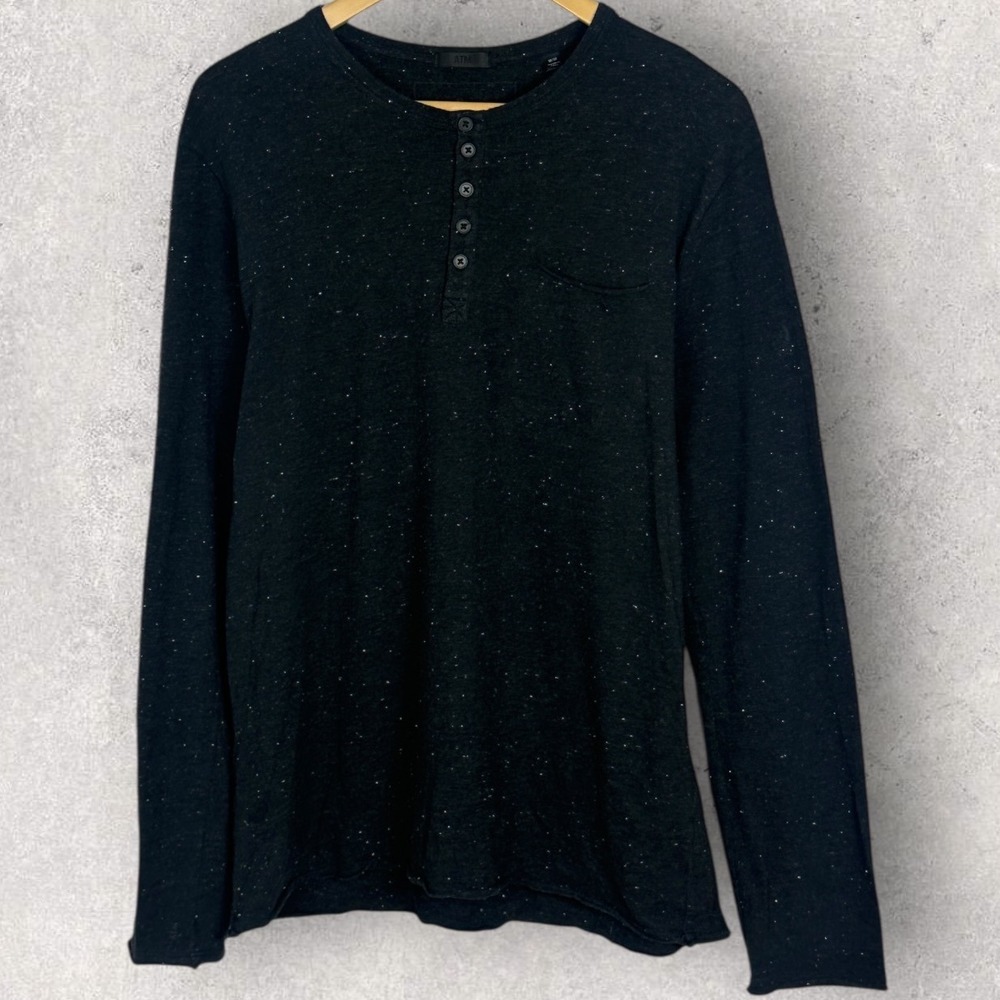 ATM Anthony Thomas Melillo Long Sleeve Pocket Henley Modal Blend Shirt Mens Sz M